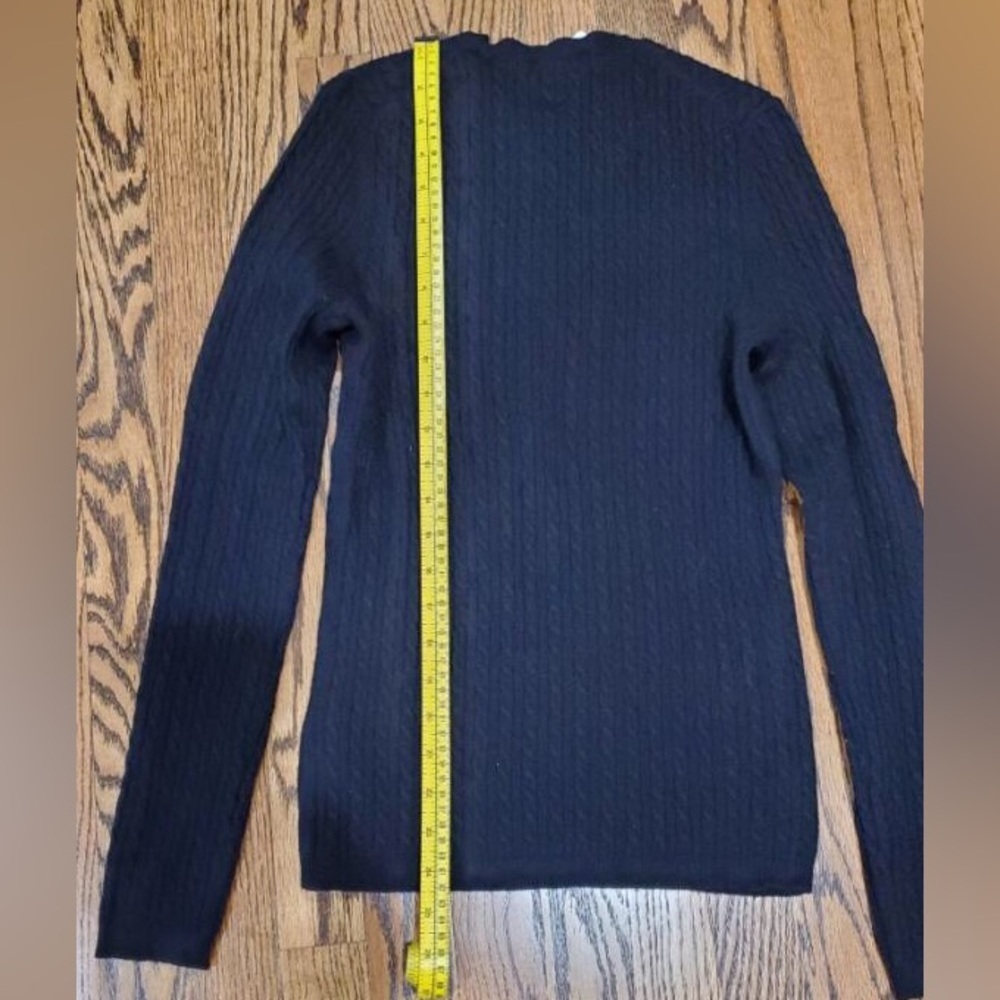 NWT Anne Klein lightweight black 100% cashmere cable knit design sweater. Sz.M - Picture 4 of 6